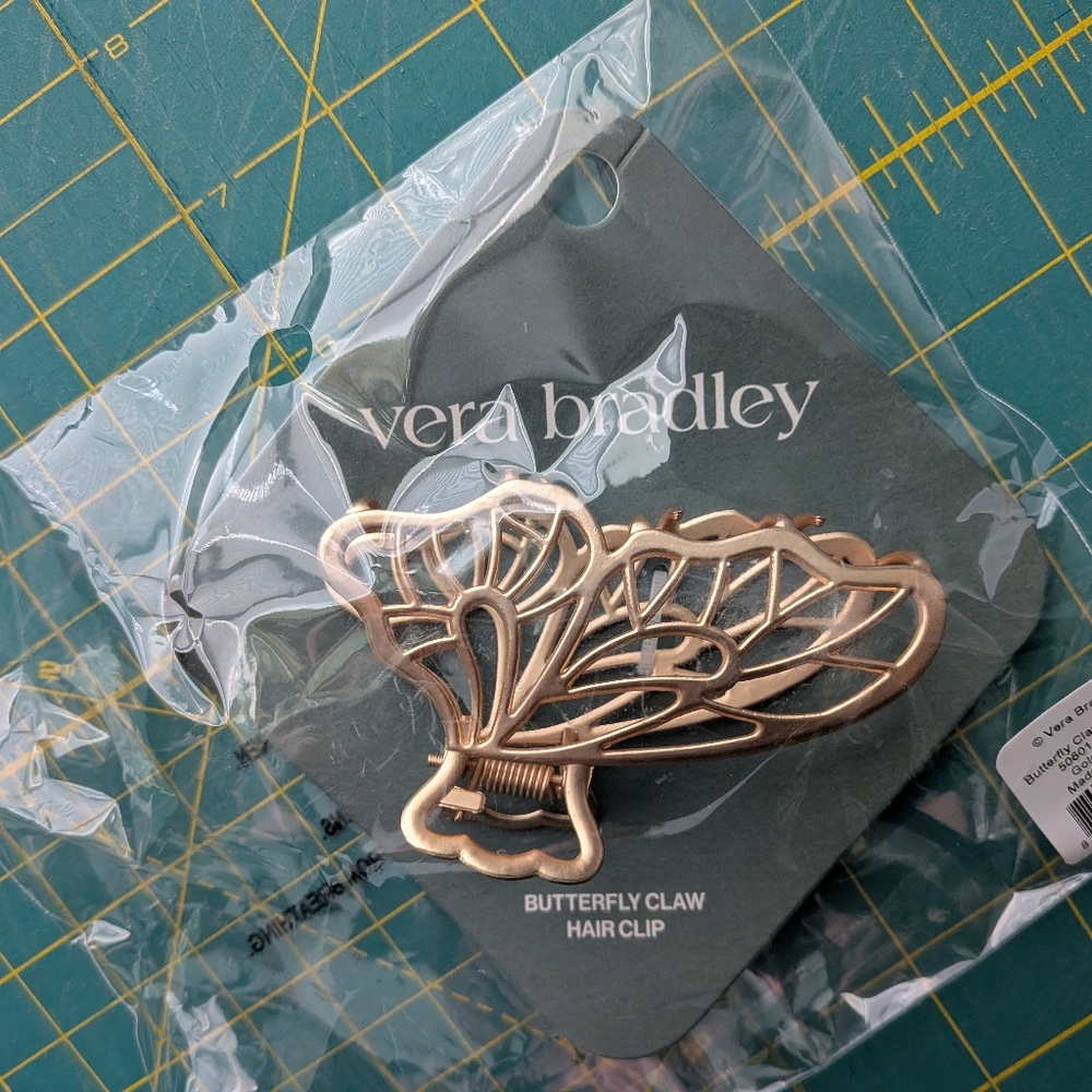 Vera Bradley Butterfly Claw Hair Clip Antique Gold (Matte)